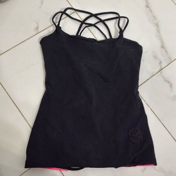 Pink & Black Cut Out Backless Workout Top - Activewear Size Small - Like New - Picture 1 of 4